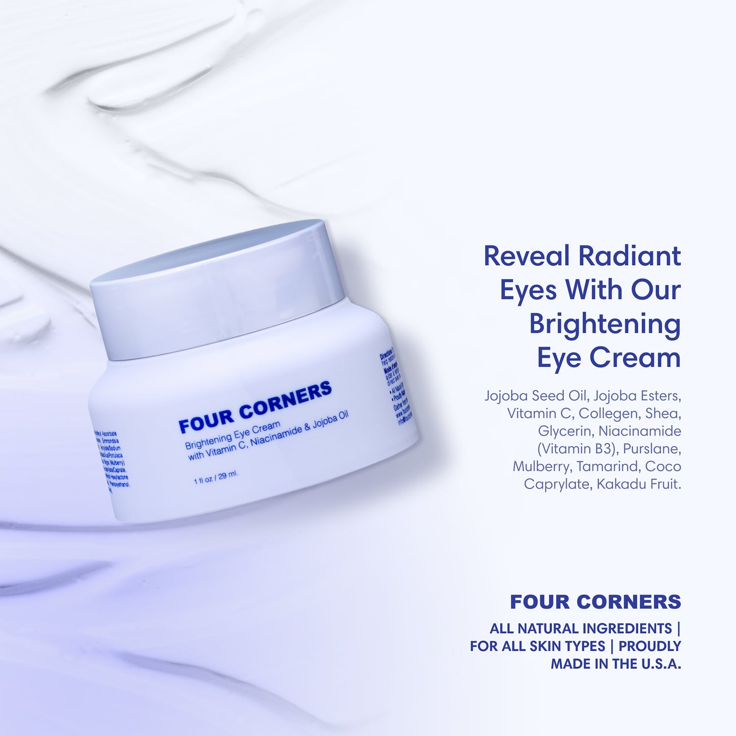 Brightening Eye Cream With Vitamin C, Niacinamide (Vitamin B3), Collagen & Jojoba Oil Reveal Radiant Eyes